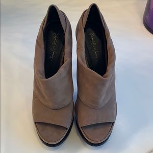 Elizabeth James peep -toe suede platform